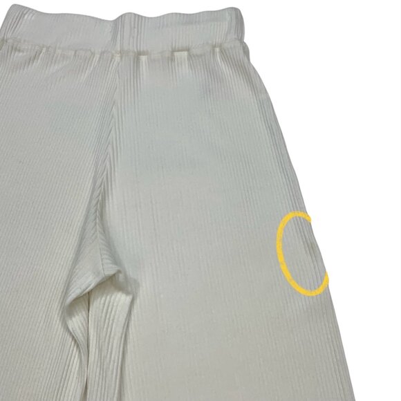 L'AGENCE Crawford Wide Leg Pants S Ivory Ribbed Knit High Rise Pull On Coastal - Picture 10 of 12